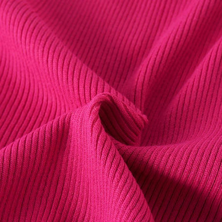 Roseline Heart Statement Top - close-up of ribbed knit fabric, pink - Miss Mosa By Akanksha