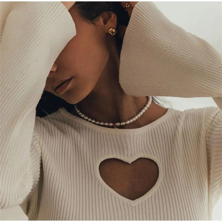 Roseline Heart Statement Top - back shot on model, cream - Miss Mosa By Akanksha
