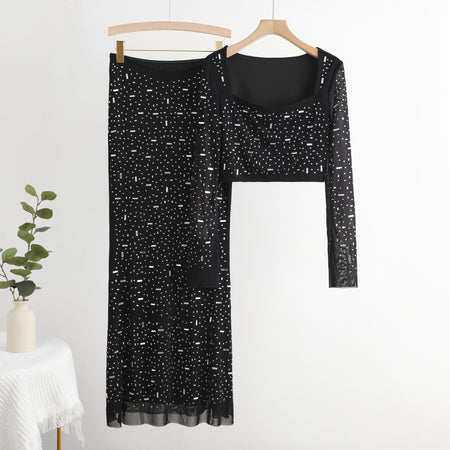 Rouder Luxe Party 2 Piece Set - hanging product shot, black - Miss Mosa By Akanksha