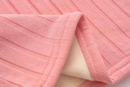Roy Warm Tank Tops with Fleece Lining - close-up of fabric texture, pink - Miss Mosa By Akanksha