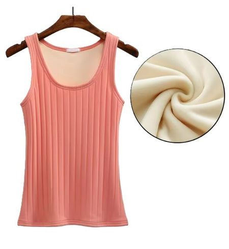 Roy Warm Tank Tops with Fleece Lining - hanging product shot, pink - Miss Mosa By Akanksha
