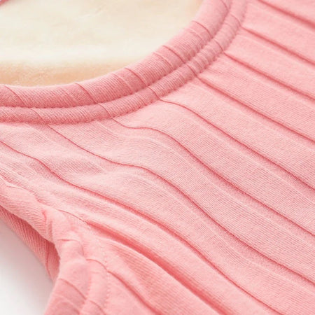 Roy Warm Tank Tops with Fleece Lining - close-up of fabric texture, pink - Miss Mosa By Akanksha