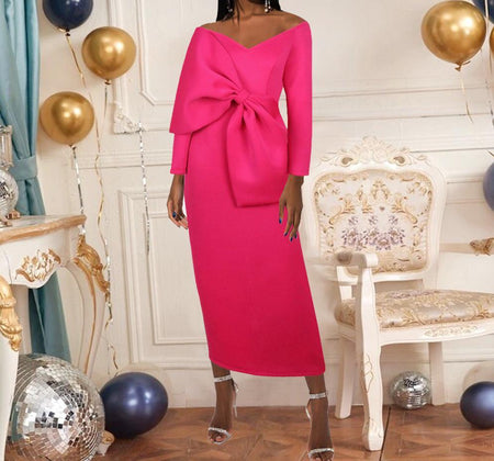 Rozovo Ruffled Dress In Pink - full-length shot on model, pink - Miss Mosa By Akanksha