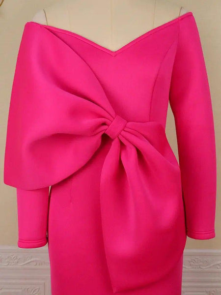 Rozovo Ruffled Dress In Pink - close-up of bow detail, pink - Miss Mosa By Akanksha