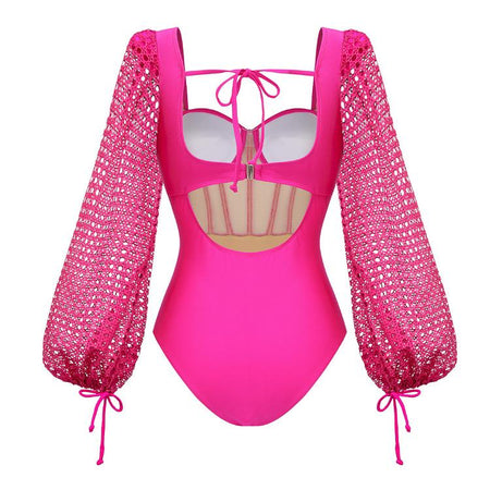 Rubby Luxe Swimsuit With Skirt In Pink - back flat-lay product shot of swimsuit - Miss Mosa By Akanksha