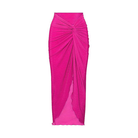 Rubby Luxe Swimsuit With Skirt In Pink - flat-lay product shot of cover-up skirt - Miss Mosa By Akanksha
