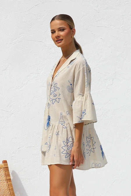 Rubeya Breezy Summer Dress - side shot on model, white - Miss Mosa By Akanksha