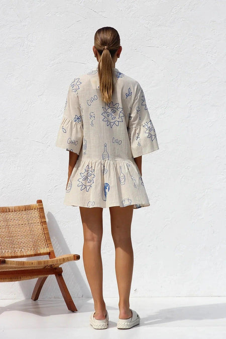Rubeya Breezy Summer Dress - back shot on model, white - Miss Mosa By Akanksha