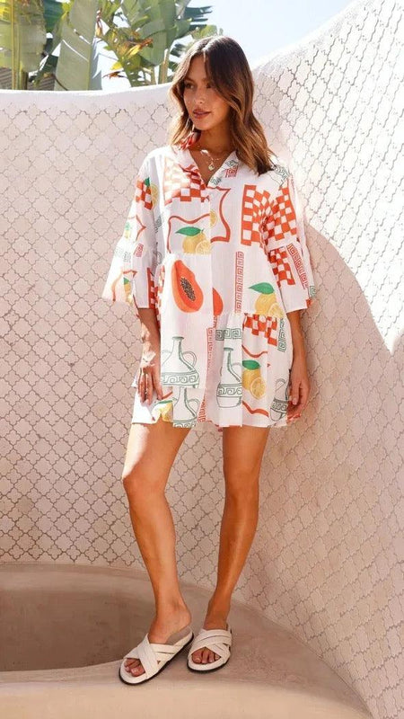 Rubeya Breezy Summer Dress - full-length shot on model, multicolour - Miss Mosa By Akanksha