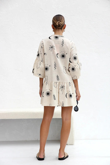 Rubeya Breezy Summer Dress In Off White - back shot on model - Miss Mosa By Akanksha