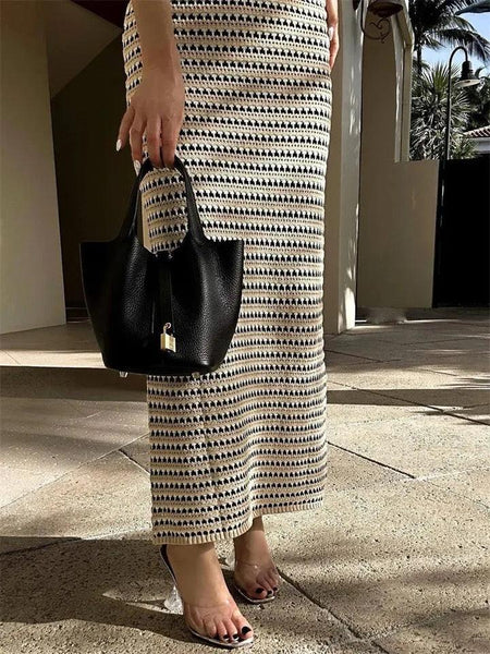Rubeza Resortwear Soft Knit Dress In White - close-up of knit texture, cream - Miss Mosa By Akanksha
