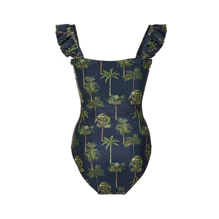 Ruby One Piece Swimsuit - back shot on hanger, navy - Miss Mosa By Akanksha