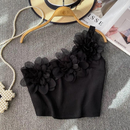 Ruby Statement Summer Tank Top - flat-lay product shot, black - Miss Mosa By Akanksha