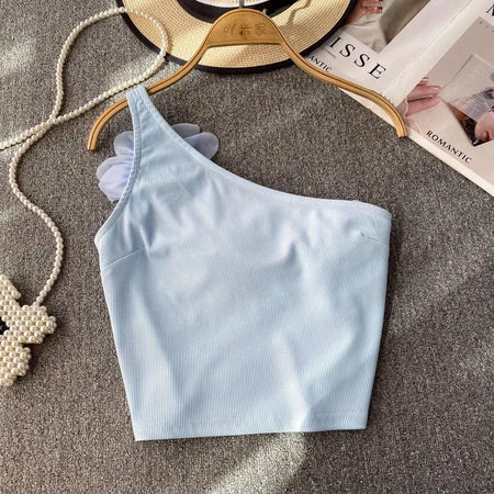 Ruby Statement Summer Tank Top - flat-lay product shot, blue - Miss Mosa By Akanksha