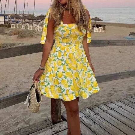 Rufina Summer Dress In Yellow - front shot on model - Miss Mosa By Akanksha