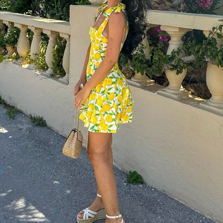 Rufina Summer Dress In Yellow - side shot on model - Miss Mosa By Akanksha