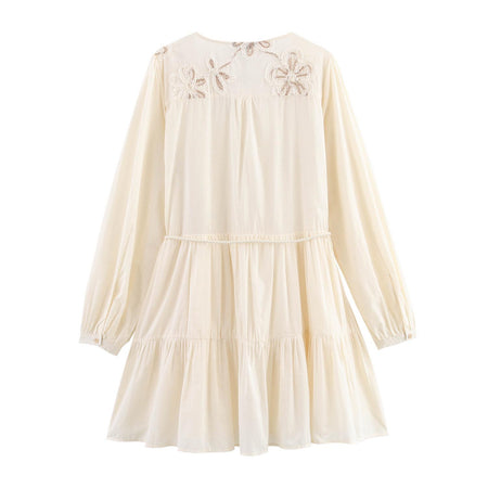 Rumaya Summer Holiday Dress In Off-White - back flat-lay product shot of dress - Miss Mosa By Akanksha