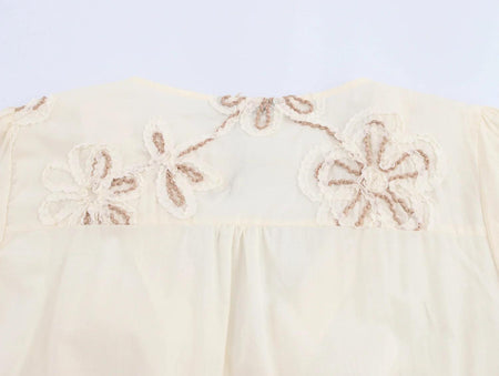 Rumaya Summer Holiday Dress In Off-White - close-up of back embroidery detail - Miss Mosa By Akanksha