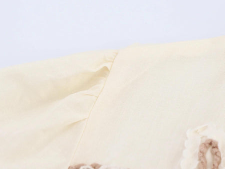Rumaya Summer Holiday Dress In Off-White - close-up of sleeve fabric detail - Miss Mosa By Akanksha