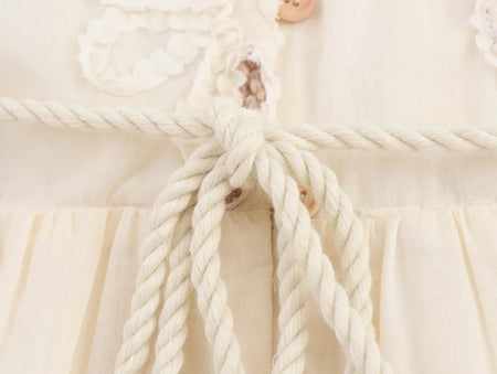 Rumaya Summer Holiday Dress In Off-White - close-up of rope belt detail - Miss Mosa By Akanksha