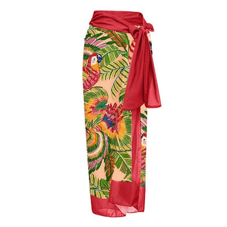 Ruther swimsuit with Sarong Skirt in Red - flat-lay product shot, red - Miss Mosa By Akanksha