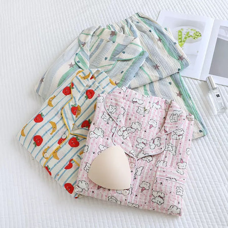 Ruya Cotton Padded Nightsuit In Pink - flat-lay product shot - Miss Mosa By Akanksha