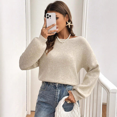 Rylee Bow Oversized Cardigan In Beige - front shot on model - Miss Mosa By Akanksha