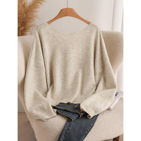 Rylee Bow Oversized Cardigan In Beige - close-up of the back bow detail - Miss Mosa By Akanksha
