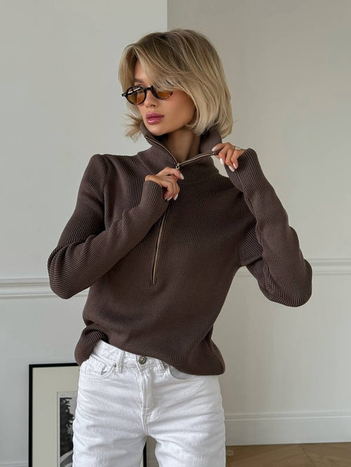 Sabrina Woolen Zipper Pullover