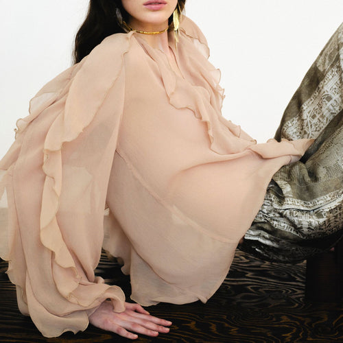 Saga Ruffled Top In Beige