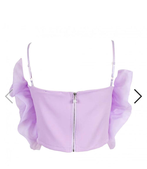 Sage Statement Floral Top In Lilac
