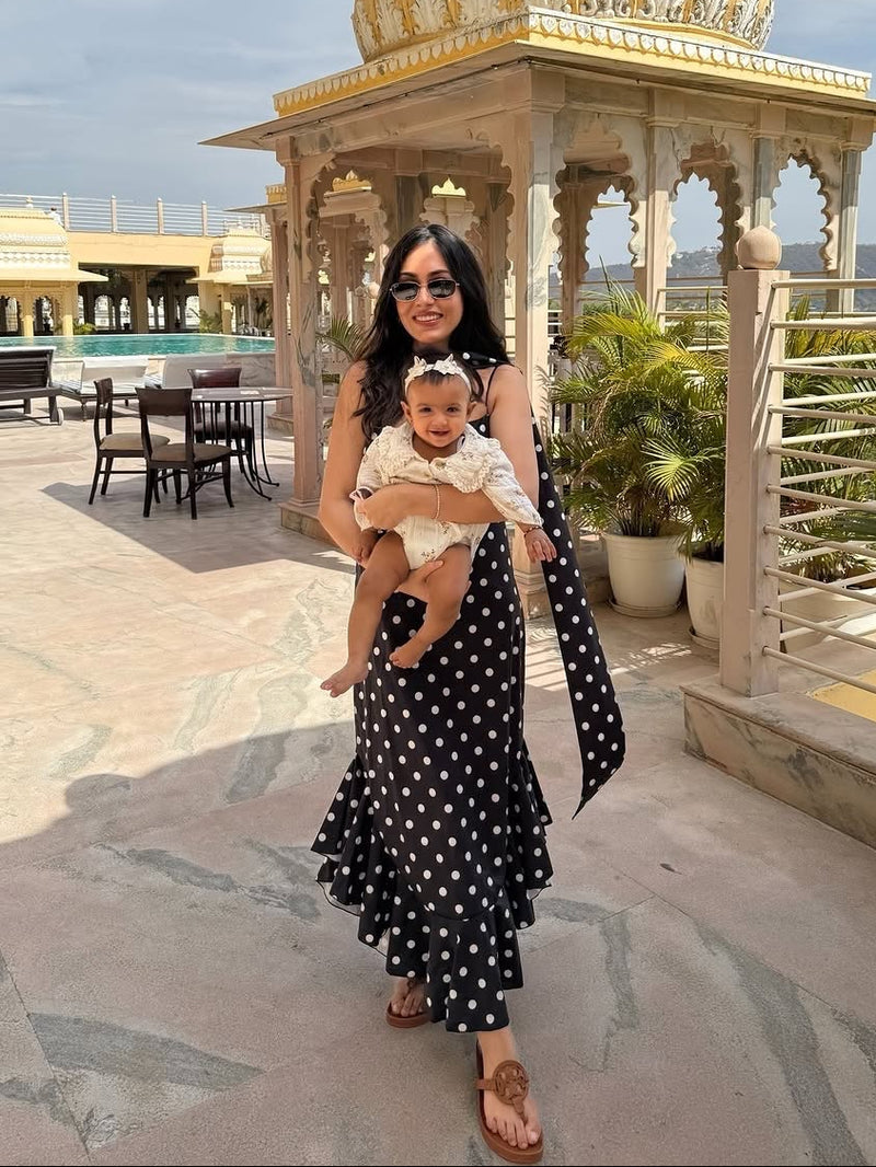 Sakura Polka Maxi Dress With Scarf