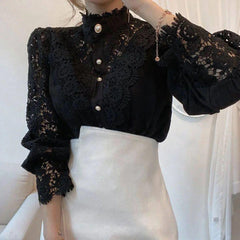 Sale Luxury Lace Blouse - front shot on model, black - Miss Mosa By Akanksha