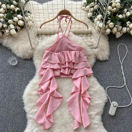 Sally Premium Rosette Blouse - styled flat-lay shot, pink - Miss Mosa By Akanksha