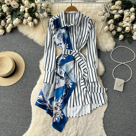 Samaika Luxe Scarf Summer Dress - styled flat-lay shot, blue - Miss Mosa By Akanksha