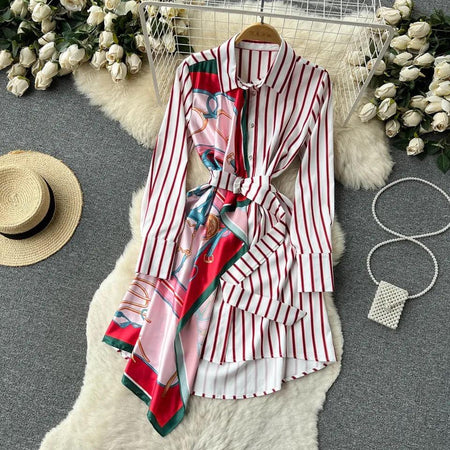Samaika Luxe Scarf Summer Dress - styled flat-lay shot, red - Miss Mosa By Akanksha