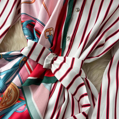 Samaika Luxe Scarf Summer Dress - close-up of scarf tie, multicolour - Miss Mosa By Akanksha
