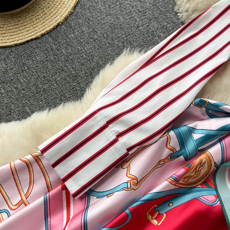 Samaika Luxe Scarf Summer Dress - close-up of cuff and scarf, red - Miss Mosa By Akanksha