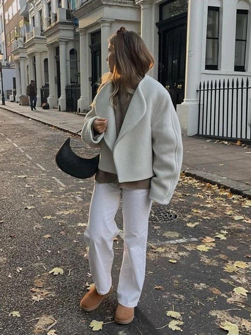 Samuel Warm Wool Premium Luxe Short Coat In Beige