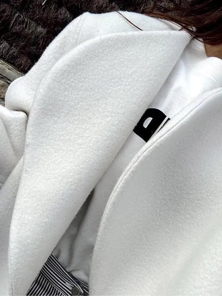 Samuel Warm Wool Premium Luxe Short Coat In Beige - close-up of collar, beige - Miss Mosa By Akanksha