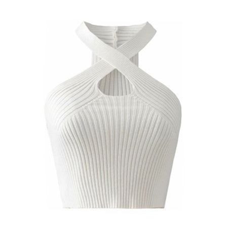 Sansa Statement Summer Tank Top - flat-lay product shot, white - Miss Mosa By Akanksha