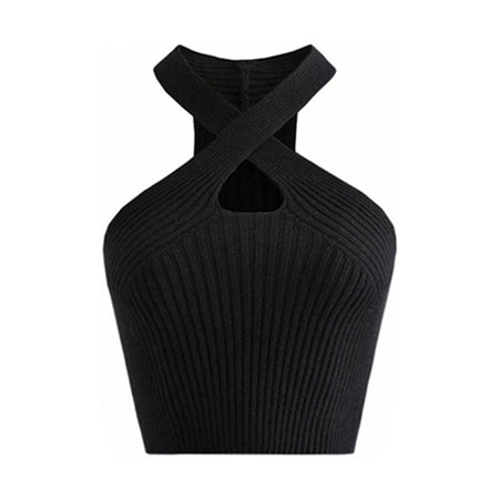 Sansa Statement Summer Tank Top - flat-lay product shot, black - Miss Mosa By Akanksha