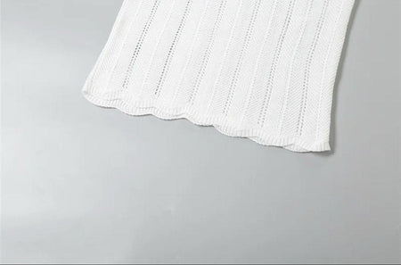 Sassa Luxe Knit Soft Dress In White - close-up of hem detail - Miss Mosa By Akanksha