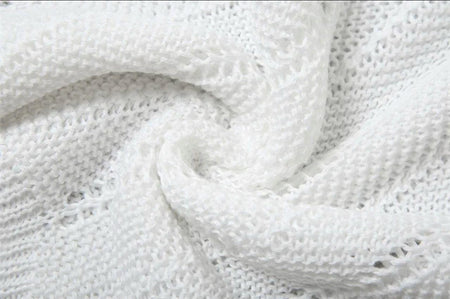 Sassa Luxe Knit Soft Dress In White - close-up of knit fabric - Miss Mosa By Akanksha