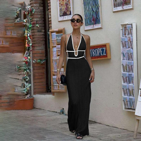 Sassa Luxe Soft Knit Dress In Black - full-length shot on model - Miss Mosa By Akanksha