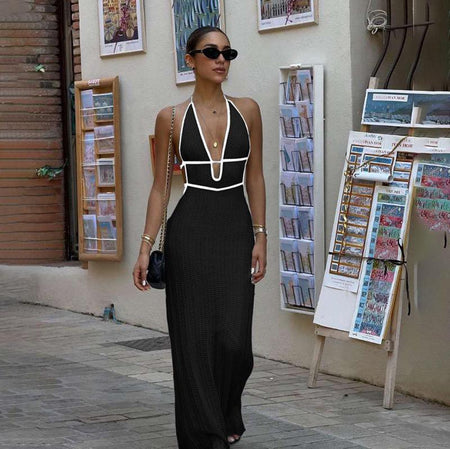 Sassa Luxe Soft Knit Dress In Black - full-length shot on model - Miss Mosa By Akanksha