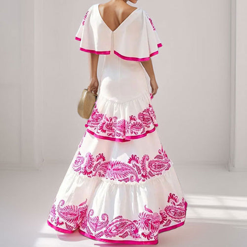 Satina Printed Ruffle Holiday Dress