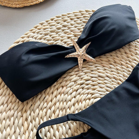 Sea Summer Bikini In Black - flat-lay product shot of bikini set - Miss Mosa By Akanksha