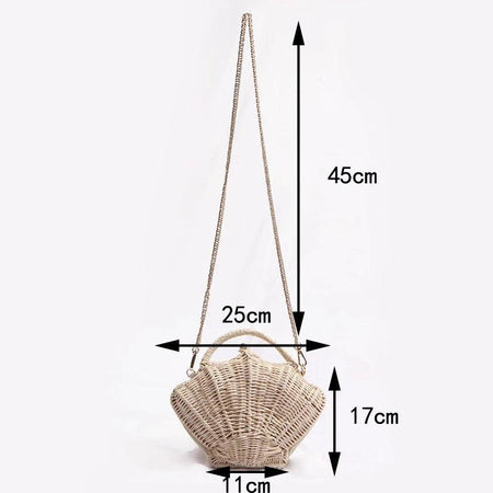 Seashell Beach Bag - flat-lay product shot, beige - Miss Mosa By Akanksha