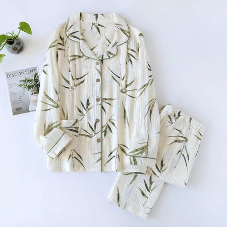 Selena Cotton Crepe Nightsuits In Off-White - flat-lay product shot, off-white - Miss Mosa By Akanksha